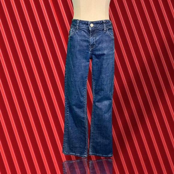 Pilcro by Anthropologie ‘Stet’ Slim Leg Cropped Jeans in Medium Blue Wash Sz 28 - Picture 1 of 16
